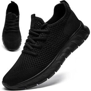 Women's Tennis Comfortable Running Walking Athletic Black Sneakers Shoes